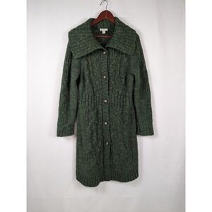 Loft Cable Knit Cardigan Duster XL Button Up Shawl Wool Alpaca Cottagecore 2881